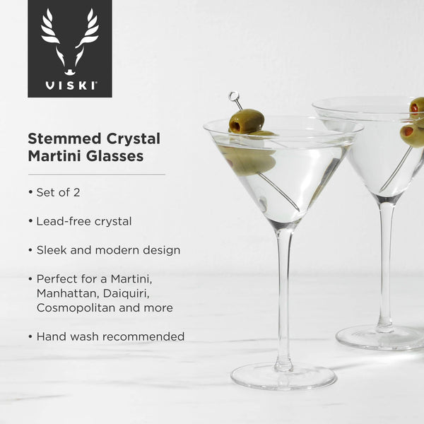 Raye™ Stemmed Crystal Martini Glasses Set of 2