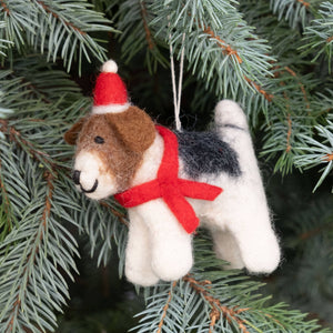 Dog with Red Scarf Ornament