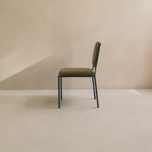 Olive Green Upholstered Wrought Iron Dining Chair