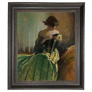 Woman in Black and Green Dress Vintage Canvas Painting Print