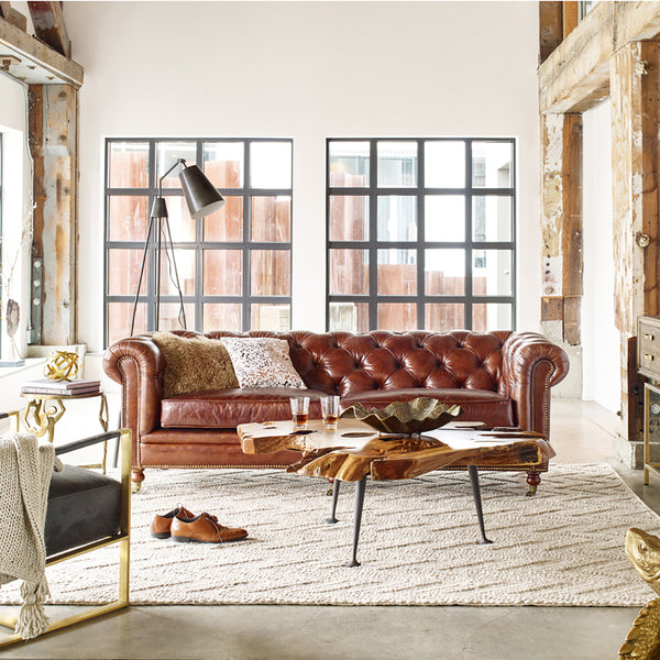 Dark Brown Leather Chesterfield Sofa