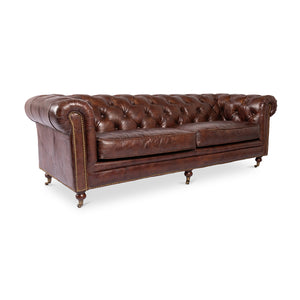 Dark Brown Leather Chesterfield Sofa
