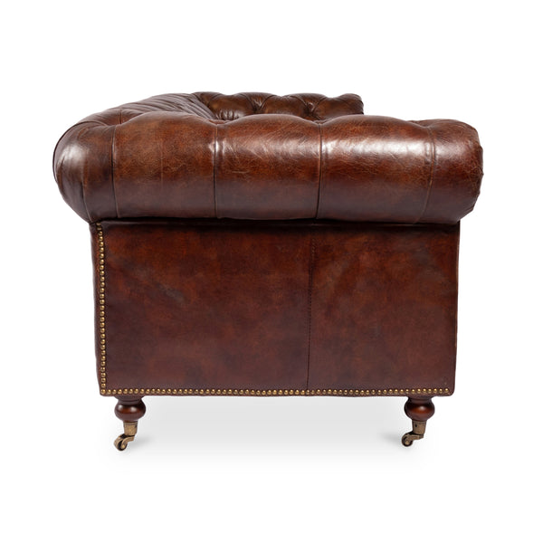 Dark Brown Leather Chesterfield Sofa