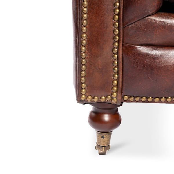 Dark Brown Leather Chesterfield Sofa