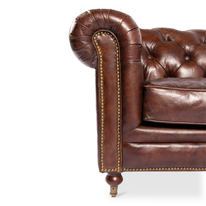 Dark Brown Leather Chesterfield Sofa