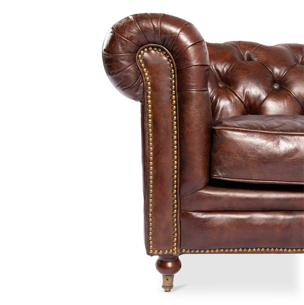 Dark Brown Leather Chesterfield Sofa
