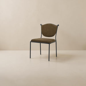 Olive Green Upholstered Wrought Iron Dining Chair