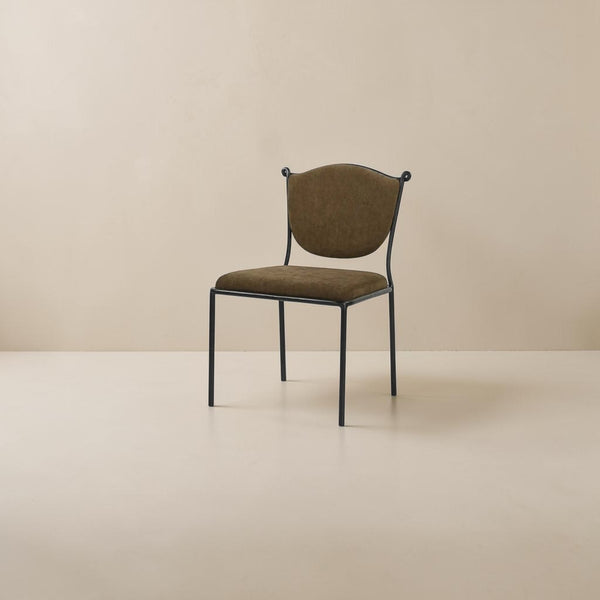 Olive Green Upholstered Wrought Iron Dining Chair