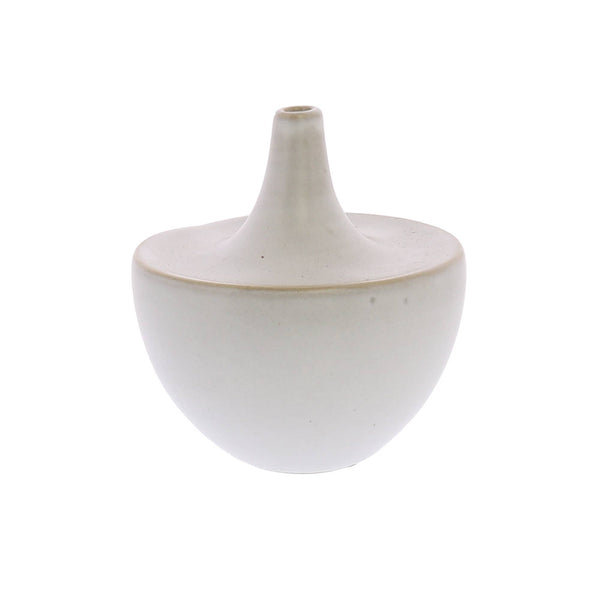 Lief Ceramic Vase - Sm - White.  opening .5"