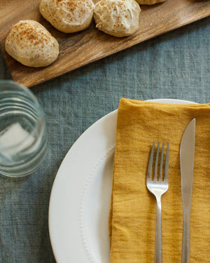 Stone Washed Linen Hemmed Dinner Napkin