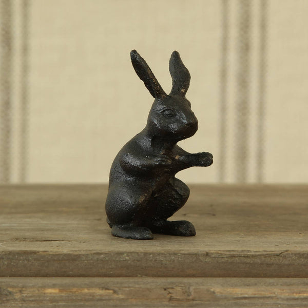Curious Rabbit - Cast Iron Hare - Antique Black