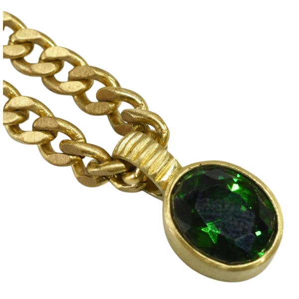 Green Zircon Pendant Necklace Chain
