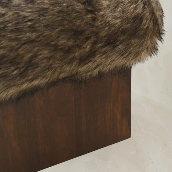 Sable Faux Fur Ottoman