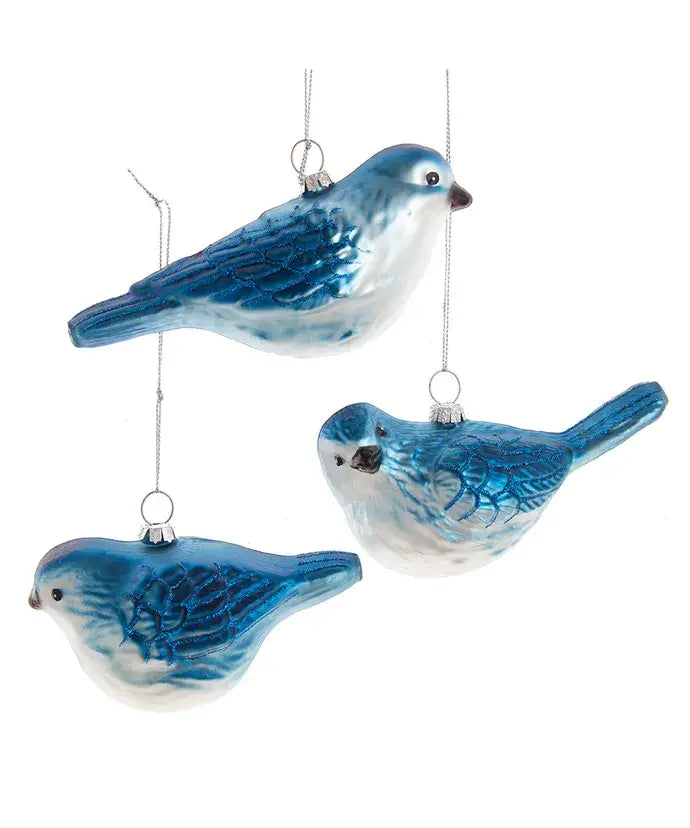 Glass Bluebird Glitter Ornament