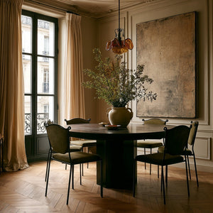 Olive Green Upholstered Wrought Iron Dining Chair