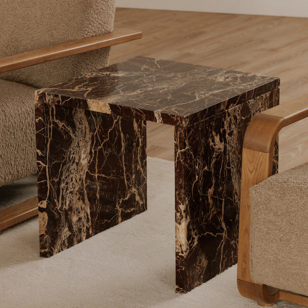 Rosso Levanto Marble Accent Table