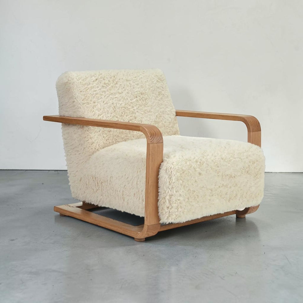 Cream Faux Fur Lounge Chair