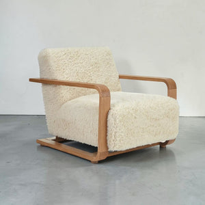 Cream Faux Fur Lounge Chair