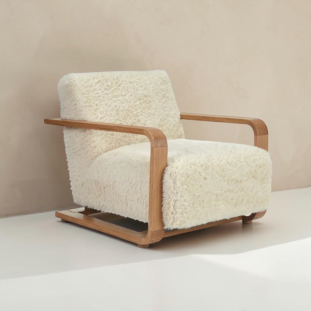 Cream Faux Fur Lounge Chair