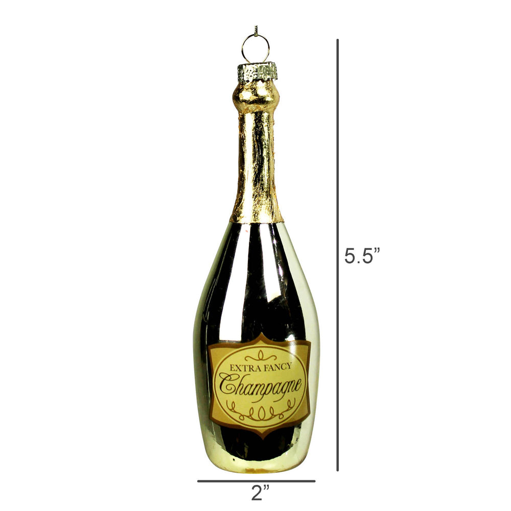Champagne Bottle Ornament, Glass