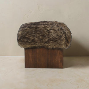 Sable Faux Fur Ottoman