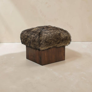 Sable Faux Fur Ottoman