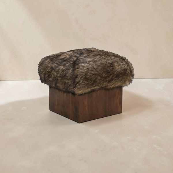 Sable Faux Fur Ottoman