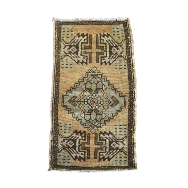 earth toned small vintage moroccan entry rug 