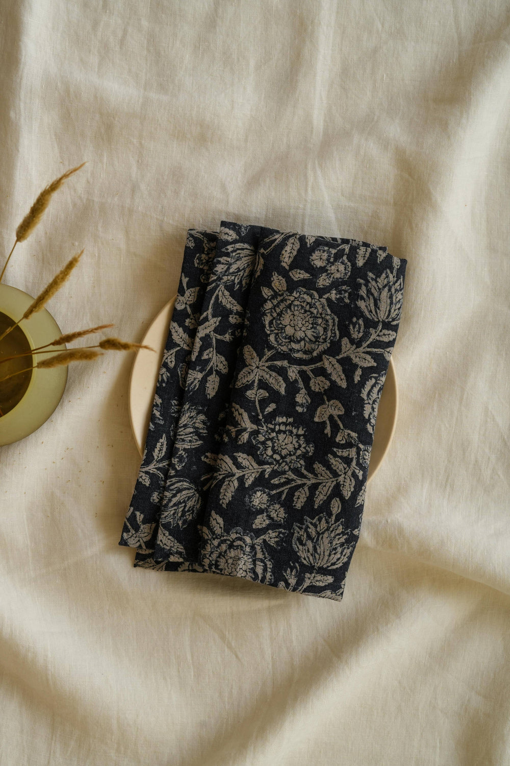 Set of Two Block Printed Linen Rio Napkin – Handmade Detailing