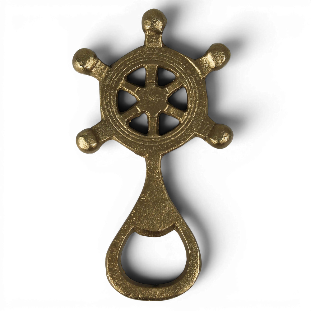 Ships Wheel Bottle Opener, Brass