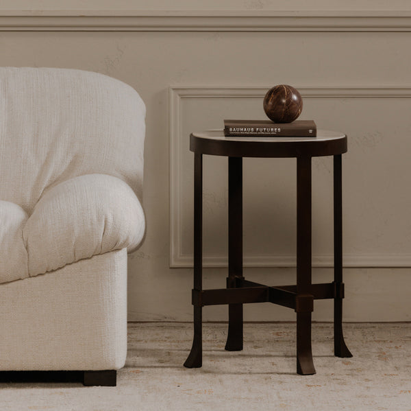 White Marble Side Table