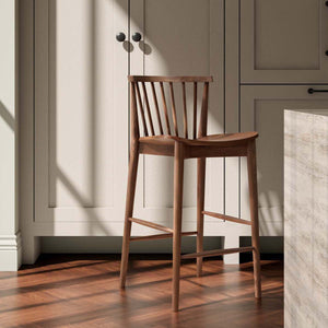 Walnut Spindle-Back Counter Stool