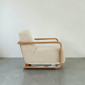 Cream Faux Fur Lounge Chair