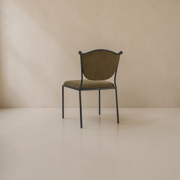 Olive Green Upholstered Wrought Iron Dining Chair