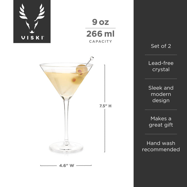 Raye™ Stemmed Crystal Martini Glasses Set of 2