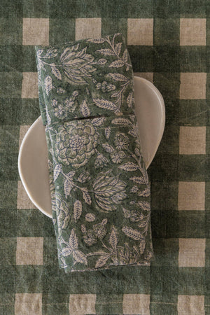 Set of Two Block Printed Linen Rio Napkin – Handmade Detailing