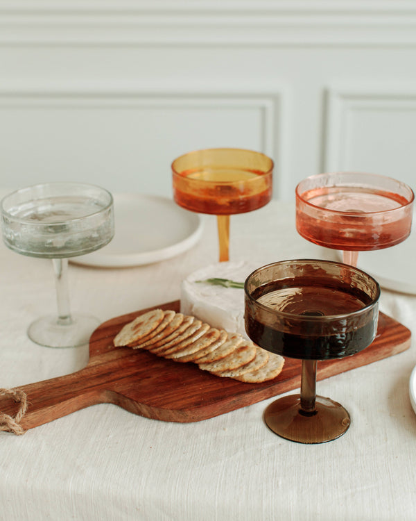 Handblown Hammered Coupe Cocktail Glass