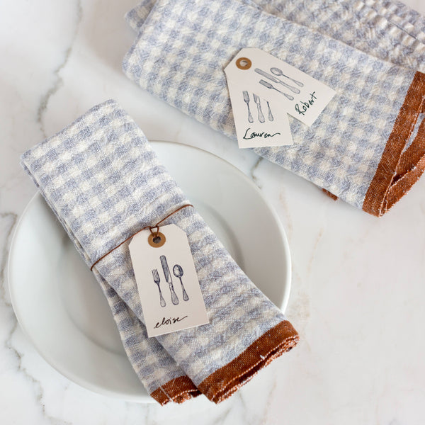 Two-Tone Gingham Blue/Cognac Napkins