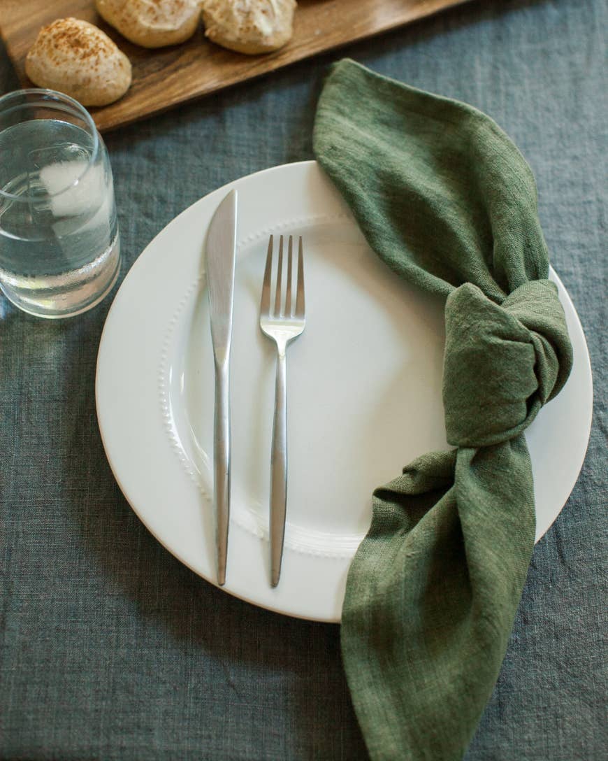 Stone Washed Linen Hemmed Dinner Napkin