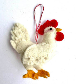 White Felt Hen Ornament