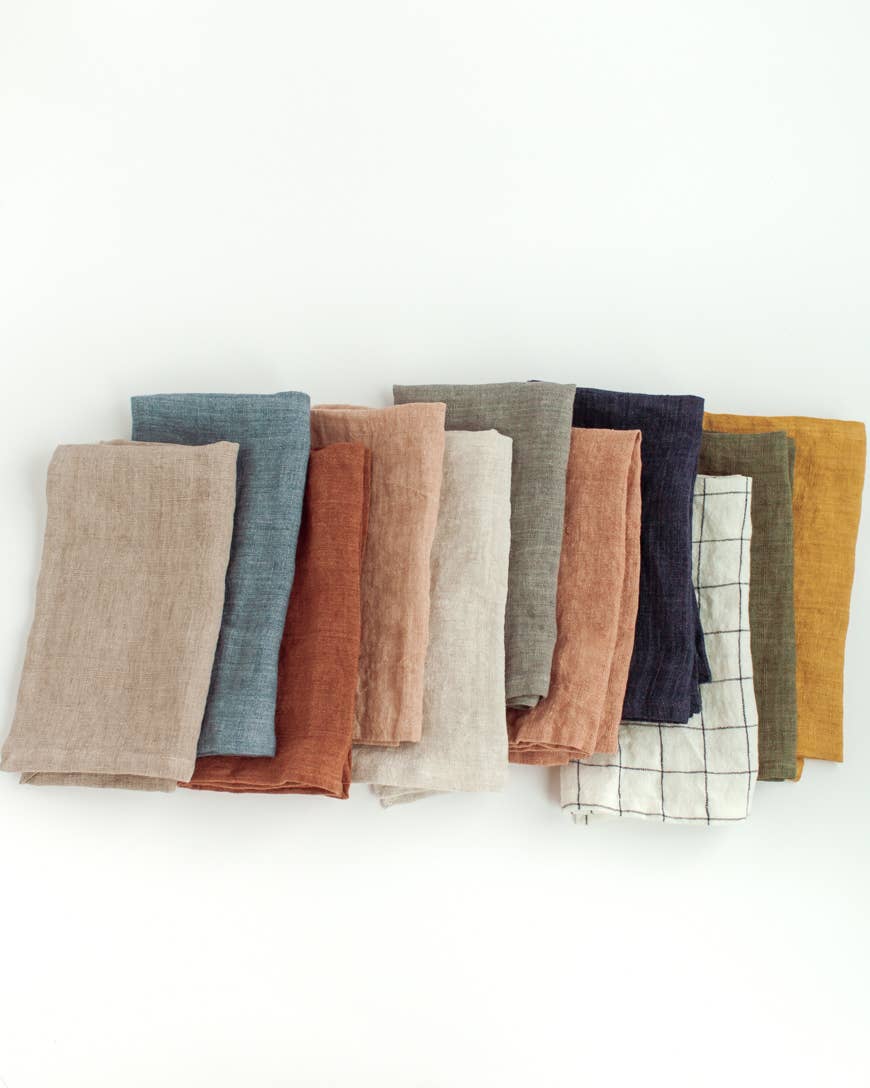 Stone Washed Linen Hemmed Dinner Napkin