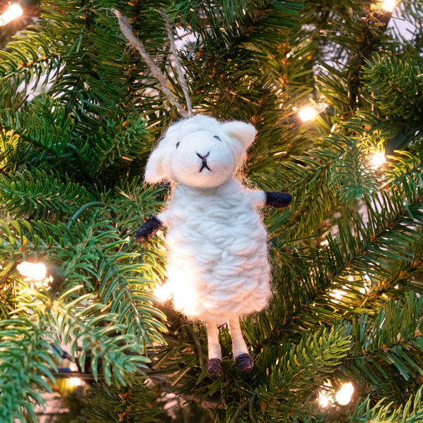 Standing White Sheep Ornament