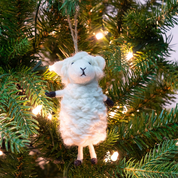 Standing White Sheep Ornament
