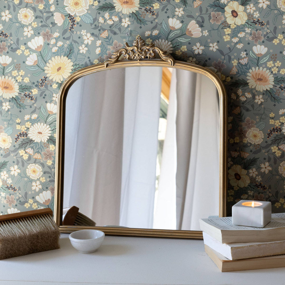 Antiqued Brass Wall Mirror