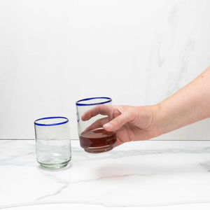 Medium Stacking Glass, Glassware Drinking, Blue Rim