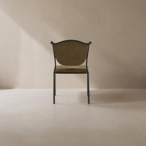 Olive Green Upholstered Wrought Iron Dining Chair