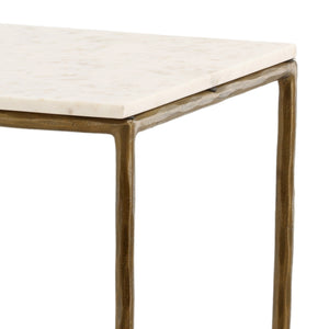 Marble Top Console Table with Forged Iron Base