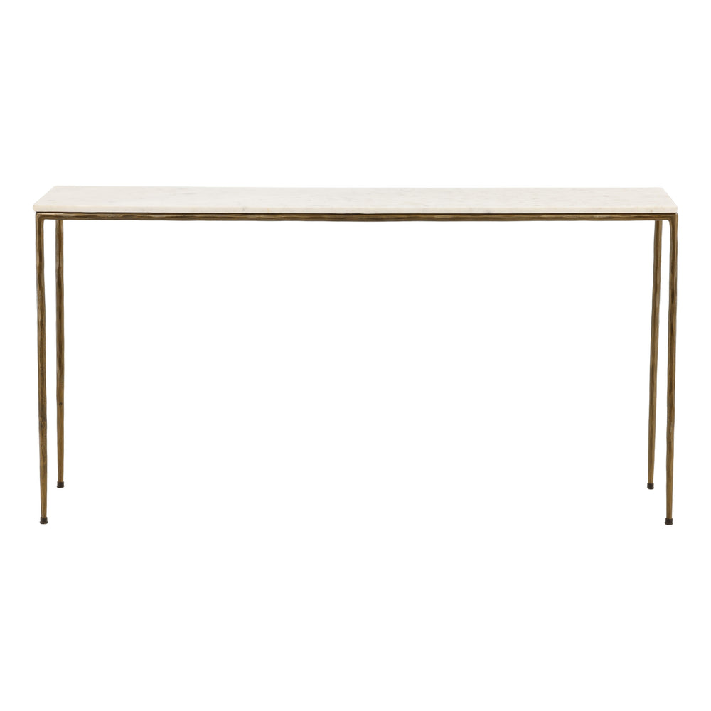 Marble Top Console Table with Forged Iron Base