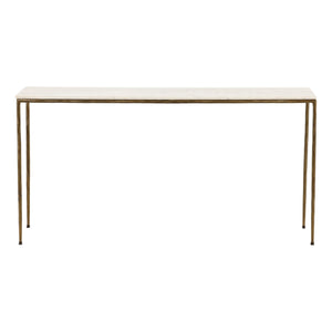 Marble Top Console Table with Forged Iron Base