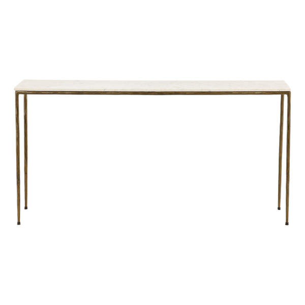 Marble Top Console Table with Forged Iron Base